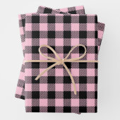 Hübsches Baby rosa und schwarzes Buffalo Kariert Geschenkpapier Set (Beispiel)