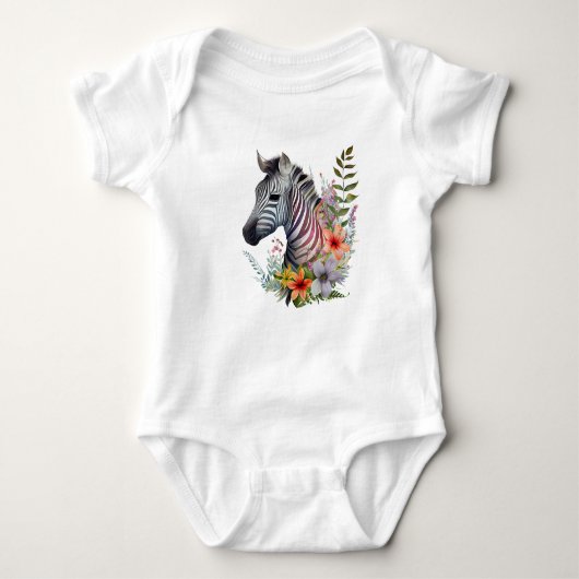 Hübsches Baby Zebra mit Blume Baby Strampler (Vorderseite)