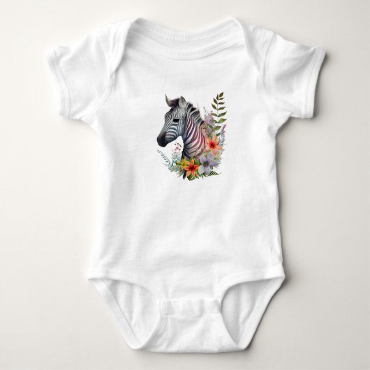 Hübsches Baby Zebra mit Blume Strampler (Vorderseite)