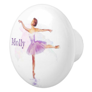 Hübsches Ballet Dancer Painting - Name hinzufügen Keramikknauf