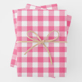 Hübsches Bauernhaus Rosa und Weißes Büffel Kariert Geschenkpapier Set (Beispiel)
