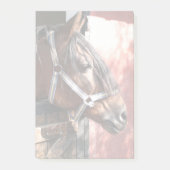 Hübsches Bay Horn im sonnigen Stall Post-it Klebezettel (Vorderseite)