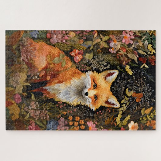 Hübsches besticktes Fox-Jigsaw-Puzzle Puzzle (Horizontal)