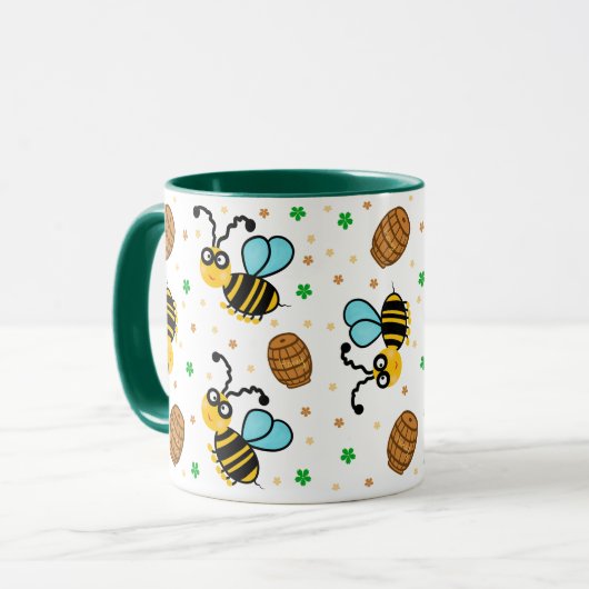Hübsches Bienenmuster Tasse (Vorderseite Links)