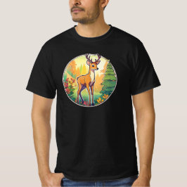Hübsches Bild eines Hirschs im Wald. T-Shirt