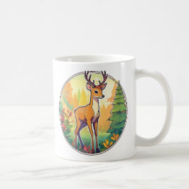 Hübsches Bild eines Hirschs in einem farbigen Wald Kaffeetasse
