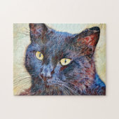 Hübsches Black Cat Art Puzzle (Horizontal)