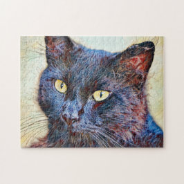 Hübsches Black Cat Art Puzzle