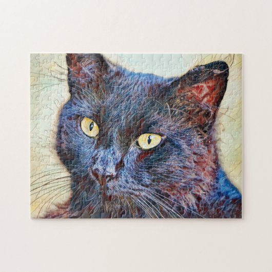 Hübsches Black Cat Art Puzzle (Horizontal)