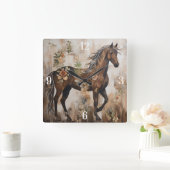 Hübsches Bläserpferd Quadratische Wanduhr (Zuhause)