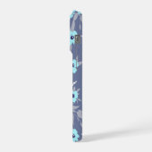 Hübsches Blau Blüten Muster Monogramm / Initiale iPhone Hülle (Linke Seite)