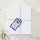 Hübsches Blau Gingham & 3 Glitzerballons Geburtsta Geschenkanhänger (Mit Garn)