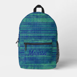 Hübsches Blau Grün Abgenutztes Wasserfarbenmuster Bedruckter Rucksack