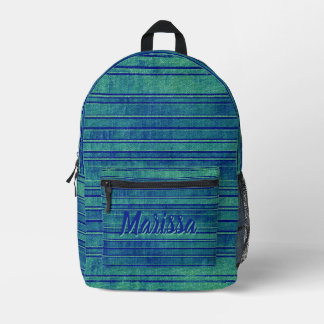 Hübsches Blau Grün Abgenutztes Wasserfarbenmuster Bedruckter Rucksack