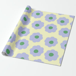 Hübsches Blau Grünes Cute Hippie Blumenmuster Geschenkpapier