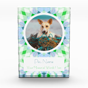 Hübsches blau-grünes Haustier Katzen-Hund-Gedenk-A Fotoblock