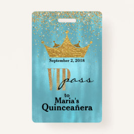 Hübsches Blau mit Goldkrone Quinceañera VIP Ausweis