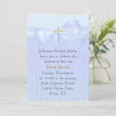 Hübsches Blau mit Kiefer und Taufen Einladung (Stehend Vorderseite)