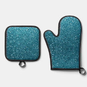 Hübsches Blau Ofenhandschuh & Topflappen-Set (Vorderseite)