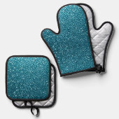 Hübsches Blau Ofenhandschuh & Topflappen-Set (Vorderseite/Rückseite)