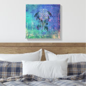 Hübsches Blau und Aquamarine Pastel Feather Dreamc Leinwanddruck (Insitu (Schlafzimmer))