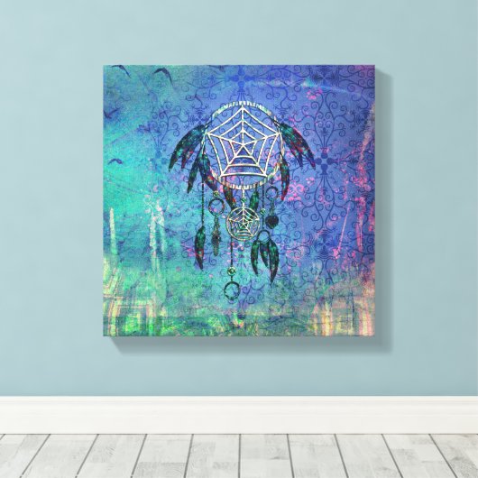 Hübsches Blau und Aquamarine Pastel Feather Dreamc Leinwanddruck (Insitu (Holzboden))