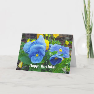 Hübsches Blau- und Gelbblütenblatt Foto Geburtstag Karte