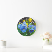 Hübsches Blau und Gelbfärbung Foto Runde Wanduhr (Zuhause)