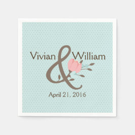 Hübsches Blau und Korallenblumenhochzeit Napkin Serviette