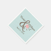 Hübsches Blau und Korallenblumenhochzeit Napkin Serviette (Ecke)