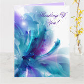 Hübsches Blau und Lila Abstrakte Blume Karte (Gelbe Blume)