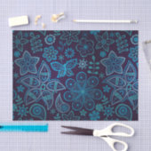 Hübsches Blau-und Marine-Blumenmuster mit Seidenpapier (Handwerk)