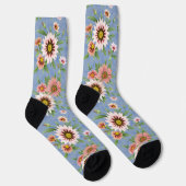 Hübsches Blau und Rosa Daisy Blumendruck Socken (Rechts)