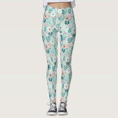 Hübsches Blau und rosa Pastellfarben Blume Leggings (Vorderseite)