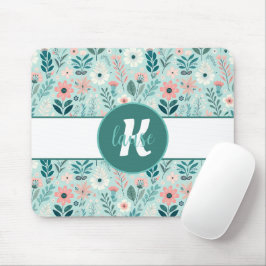 Hübsches Blau und rosa Pastellfarben Blume Mousepad