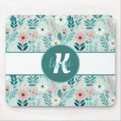 Hübsches Blau und rosa Pastellfarben Blume Mousepad (Vorne)