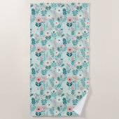 Hübsches Blau und rosa Pastellfarben Blume Strandtuch (Vorderseite)