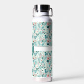 Hübsches Blau und rosa Pastellfarben Blume Trinkflasche (Rückseite)