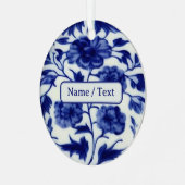 Hübsches Blau und Weiß-Blume-Gemälde - Benutzerdef Ornament Aus Metall (Vorderseite links)