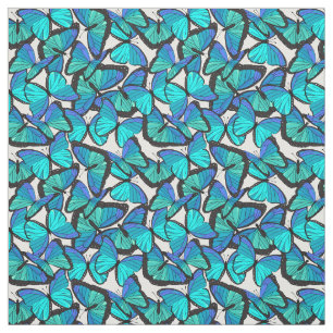 Hübsches Blau und Weißer Morpho Butterfly Gemuster Stoff