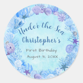 Hübsches Blau unter dem Meeresjunge zum Geburtstag Runder Aufkleber
