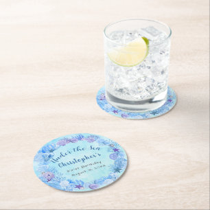 Hübsches Blau unter dem Meeresjunge zum Geburtstag Runder Pappuntersetzer