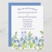 Hübsches Blau Vergiss mich nicht Wasserfarbenhochz Einladung (Vorne/Hinten)