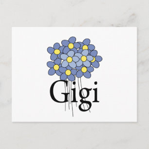 Hübsches blaues Blumen Gigi T-Shirt Postkarte
