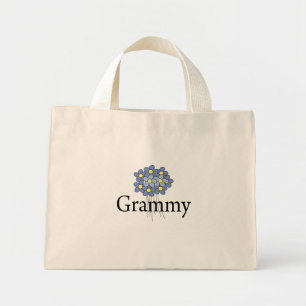 Hübsches blaues Blumen Grammy T-Shirt Mini Stoffbeutel