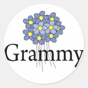Hübsches blaues Blumen Grammy T-Shirt Runder Aufkleber