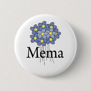 Hübsches blaues Blumen-MeMa-T-Shirt Button