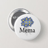 Hübsches blaues Blumen-MeMa-T-Shirt Button (Vorne & Hinten)