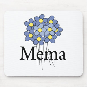 Hübsches blaues Blumen-MeMa-T-Shirt Mousepad