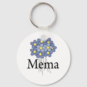 Hübsches blaues Blumen-MeMa-T-Shirt Schlüsselanhänger